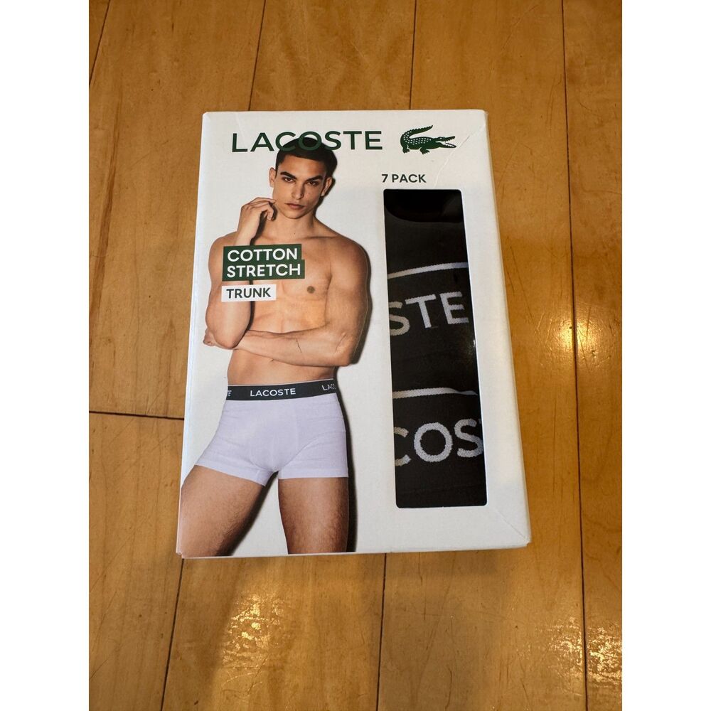 Lacoste Cotton Stretch Boxer Briefs Trunks Box of 6 Pairs XL Black NEW